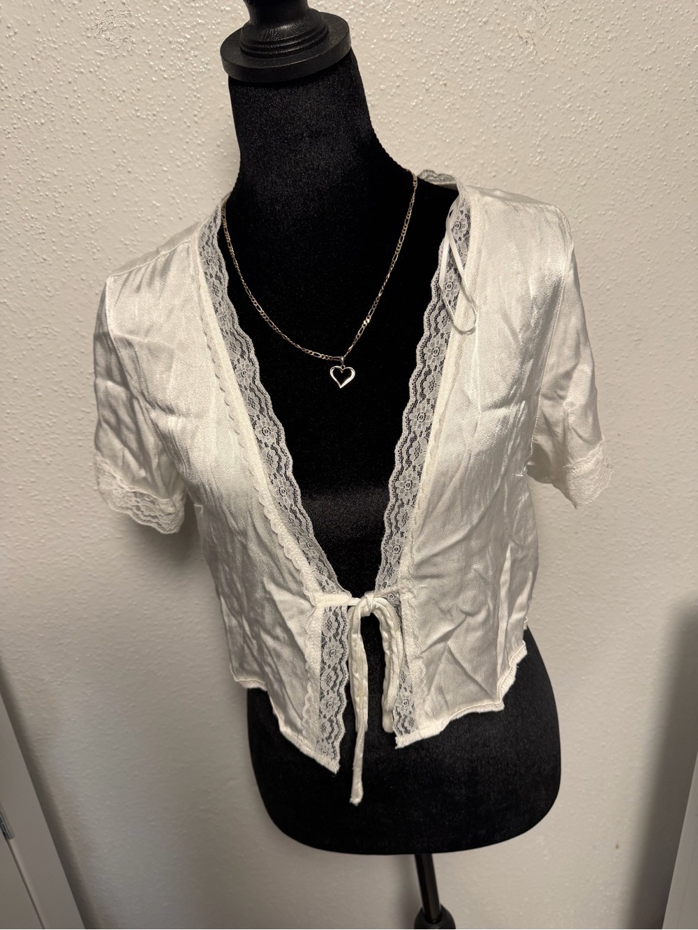Princess Polly White Lace Tie-Front Crop Top